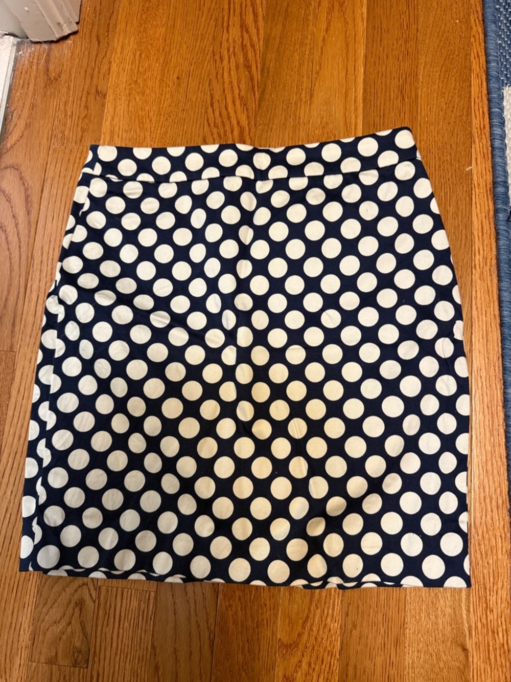 J. Crew Navy and White Polka Dot Pencil Skirt